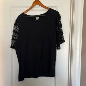 Black Embellished Short Sleeve T-Shirt